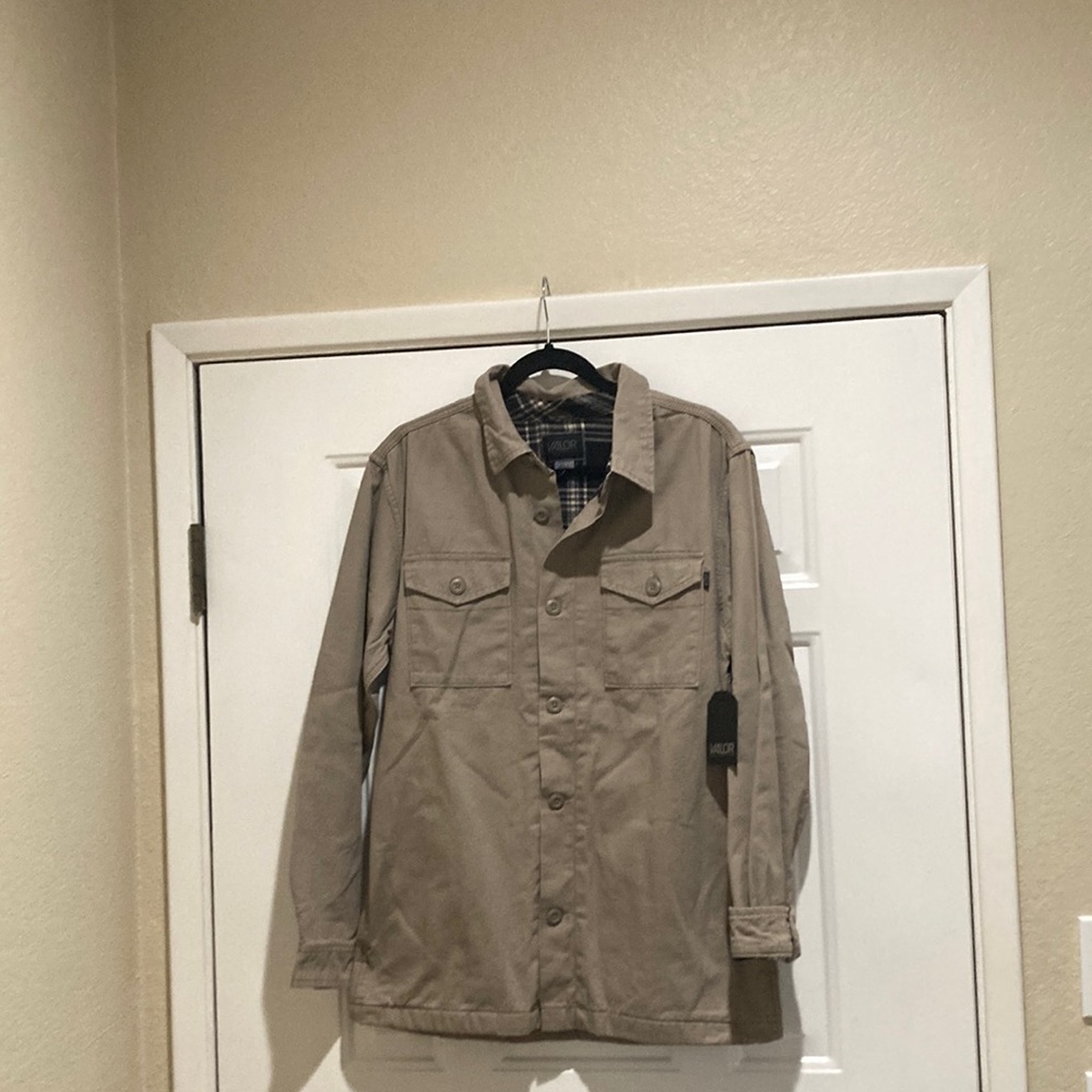 Nwot Valor Collection Tan Button Down Lined Shack… - image 1